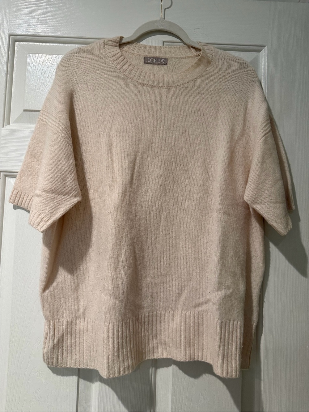 J.Crew 100% Lambswool Short Sleeve Sweater Cream Ivory XL